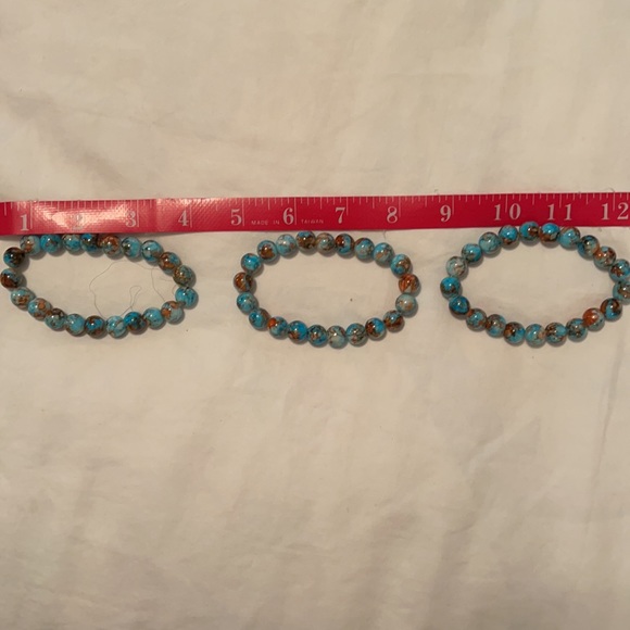 Three 10 MM Glass Bead Bracelets. Multicolored - Picture 6 of 6